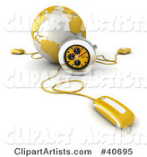 Computer Mouse Connected to a Yellow Globe, with a Stopwatch