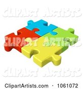 Connected Colorful Jigsaw Puzzle Pieces
