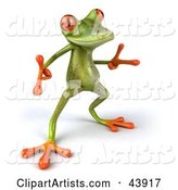 Cool Dancing Green Tree Frog with Big Red Eyes