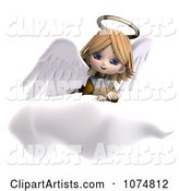 Cute Angel Girl Sitting on a Cloud 3