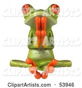 Cute Green Tree Frog Meditating - Pose 3
