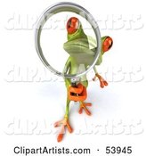 Cute Green Tree Frog Using a Magnifying Glass - Pose 3