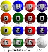 Digital Collage of Billiard Pool Balls, Solids and Stripes
