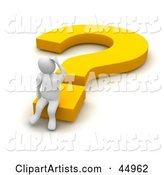 Discombobulated Blanco Man Character Sitting on a Yellow Question Mark