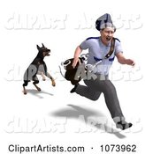 Doberman Dog Chasing a Postal Mail Man