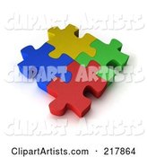 Four Colorful Puzzle Pieces Interconnected