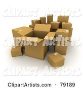 Group of Opened and Sealed Cardboard Shipping Boxes - Version 3