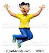 Happy and Energetic Man Jumping