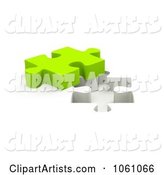 Lime Green Jigsaw Puzzle Piece by a Hole