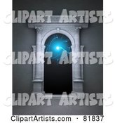 Open Stone Portal with Columns and Blue Light