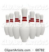 Organized Bowling Pins on White