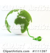 Power Cable Emerging from a Green and White Grassy Globe