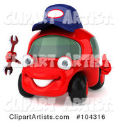 Red Automobile Mechanic Holding a Wrench