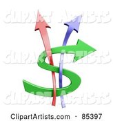 Red, Blue and Green Arrows Forming a Dollar Symbol