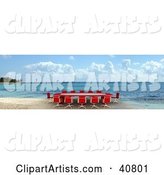 Red Conference Table on a Beach