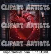 Red Hardware Heart with Gears and Pipes