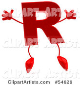 Red Letter R with Arms and Legs
