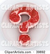 Red Meat in the Shape of a Question Mark on a Plate
