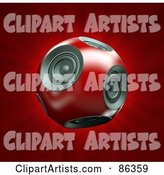 Round Red Ball of Speakers over Red