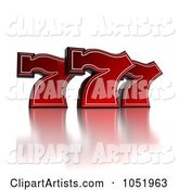 Royalty-Free Clip Art Illustration of 3d Red Triple Lucky Sevens 777