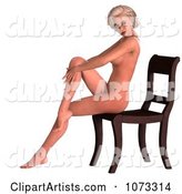 Sexy Blond Pinup Woman in the Nude on a Chair 4