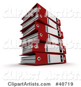 Stack of Red Ring Binders with Blank Labels