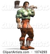 Strong Mountain Man Holding a Chopping Axe 2