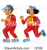 Sweaty Jogging Couple Running a Marathon