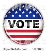Vote Button with Stars and Stripes