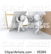 White Characters Putting up Walls and Applying Plaster