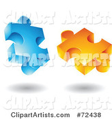 Blue and Orange Jigsaw Puzzle Pieces