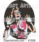 Scared Retro Woman Wearing Glasses, Screaming and Holding Her Hands up