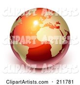 Shiny Red and Gold Globe Featuring Europe