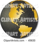 Textured Globe with Golden Continents, Featuring America