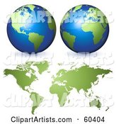 Two Globes over a Green World Atlas