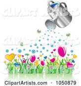 Watering Can over a Flower Garden