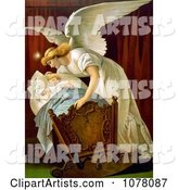 Angel Rocking a Baby Cradle