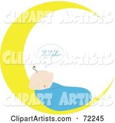 Baby Boy Sleeping on a Crescent Moon