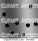 Background of Brushed Metal with Bullet Holes
