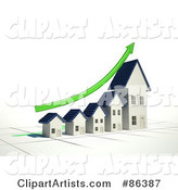 Bar Graph of Homes Depicting Growth with a Green Arrow