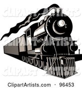 Black and White Steam Train Moving Forward
