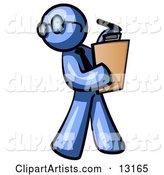 Blue Man Holding a Clipboard While Reviewing Employess