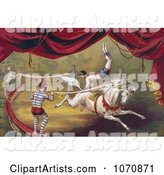 Circus Acrobat Doing a Hand Stand on a Horse