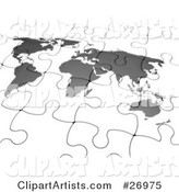 Completed Gray and White World Map Puzzle