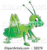 Cute and Friendly Green Grasshopper Glancing at the Viewer