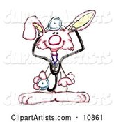 Cute, White Doctor Bunny Holding out a Stethoscope