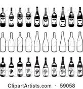 Digital Collage of Black and White Bottles