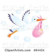Flying Airbrushed Stork with a Baby Girl