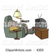Funny Dog Sitting in a Recliner with a Beer, Changing TV Channels with Remote Controller