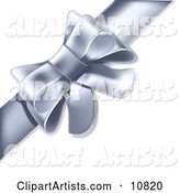 Gift Present Wrapped with a Silver or Grey Bow and Ribbon